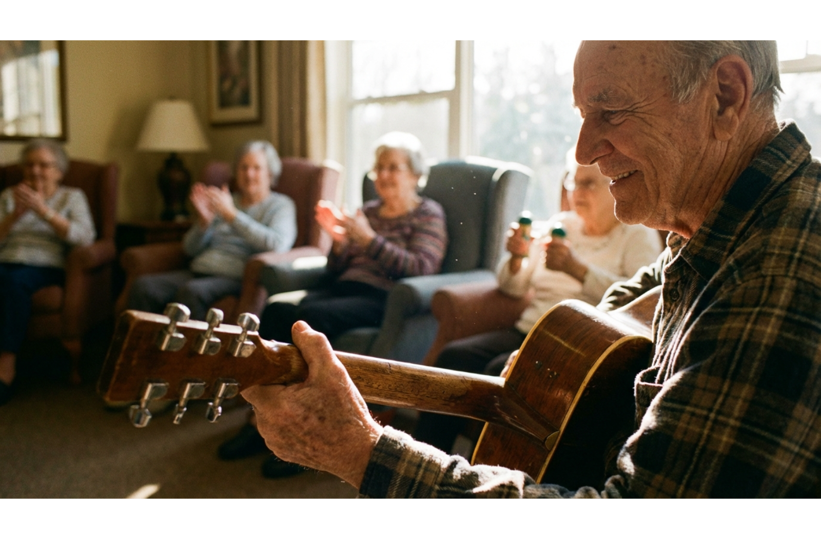 seniors playing guitar